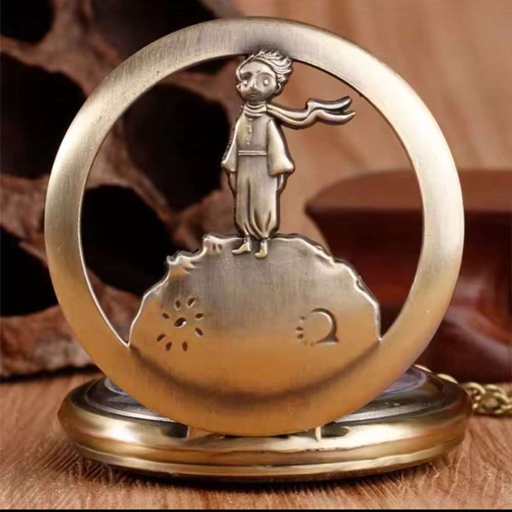 Pocket Watch Vintage Bronze Hollow Design Little Prince Necklace Pendant
